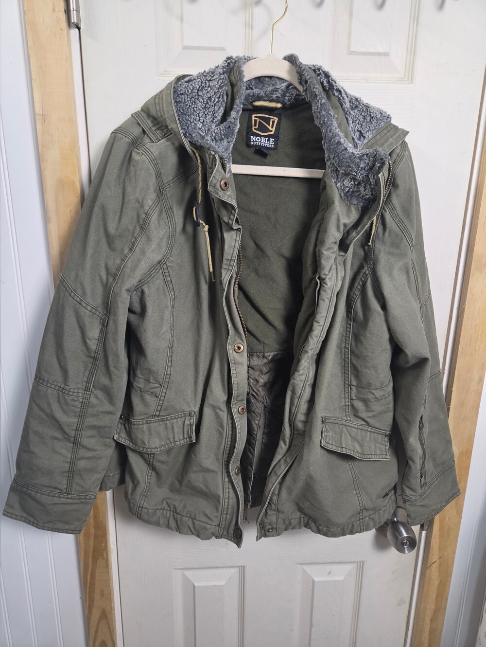 Utility Heavy Duty Work Winter Snow Unisex Olive Green Fleece Lined Jacket